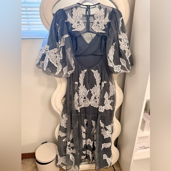 ASOS Edition Charcoal Dress with Ivory Detailing - Picture 2 of 4